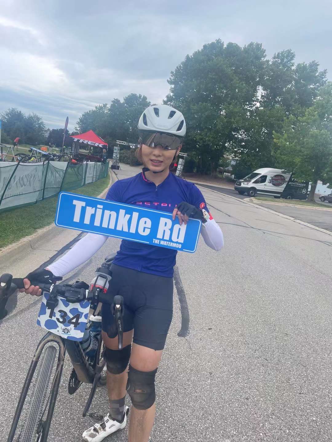 Yiqi Li during a gravel bike ride in Waterloo, Michigan